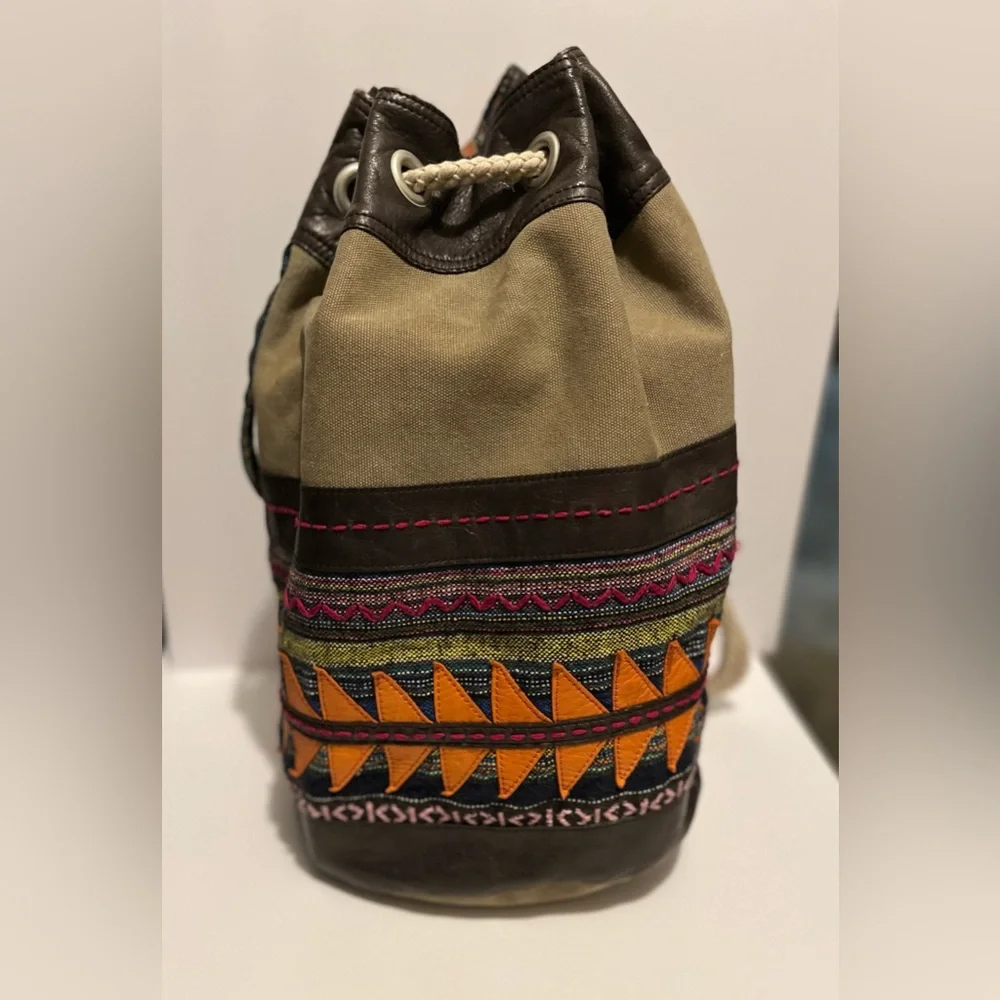 Toms Brown and Orange BOHO Patterned Bucket Bag